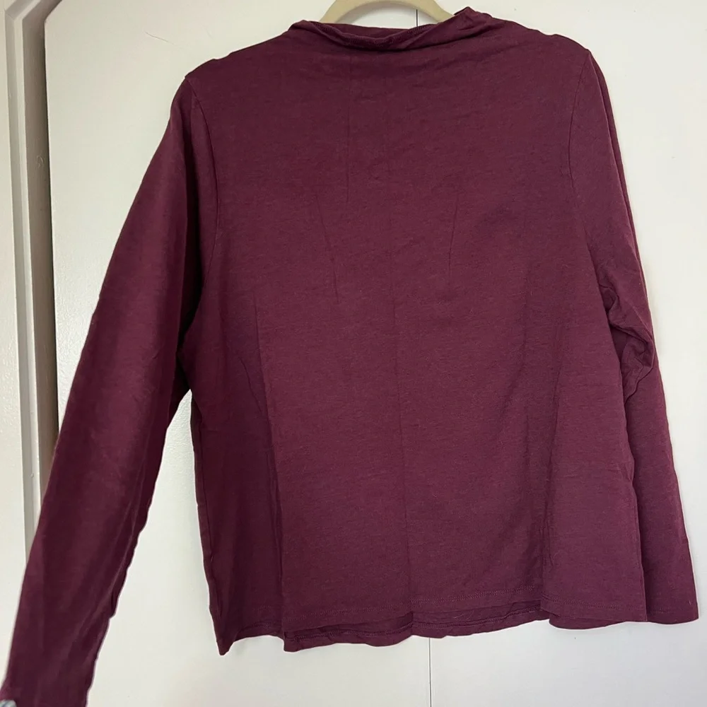 Women's Long Sleeve Top - Burgundy - Picture 2 of 2